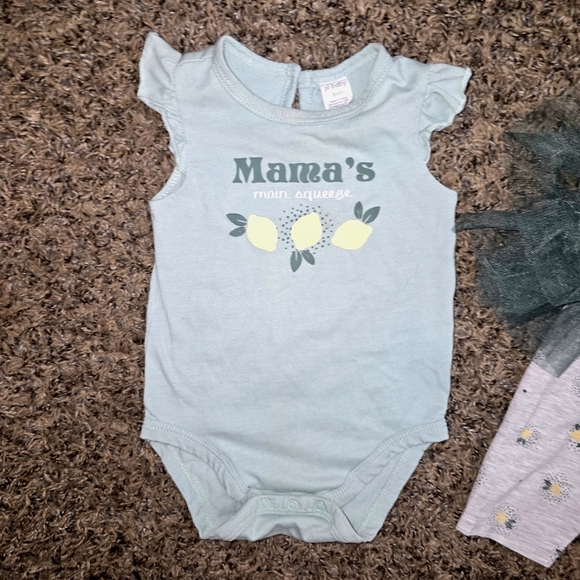 PL Baby "Mama's Main Squeeze" Lemon Onesie & Tutu Leggings Set, Size 9M - Picture 2 of 4